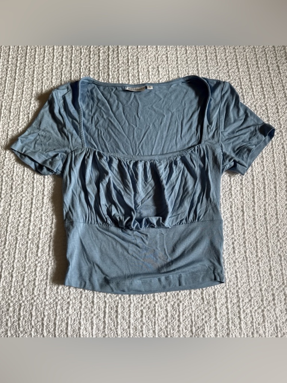 ASOS Dusty Blue Gathered Square-Neck Crop Top